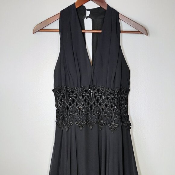 Vtg Cache Dress Womens 6/8 Black Evening Cutout Prom Formal Wedding Whimsigoth - Picture 4 of 16